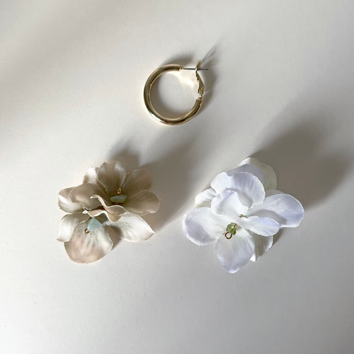 天然石アクアマリン&ペリドット 着せ替えブロッサムフープピアス  