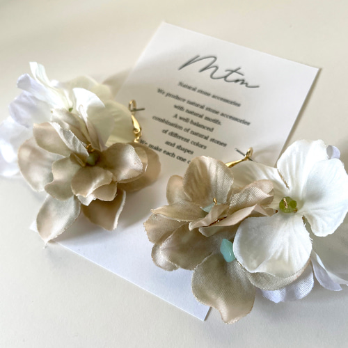 天然石アクアマリン&ペリドット 着せ替えブロッサムフープピアス  