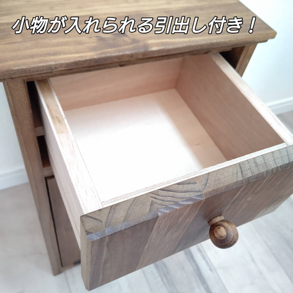ゴミ箱付き木製サイドテーブル 5枚目の画像
