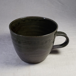 緑・灰釉マグカップ(黒土) No.33 1枚目の画像