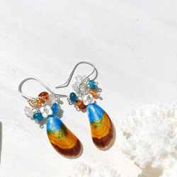❁Sunset shell earrings silver925❁ヴィンテージのシェル 3枚目の画像