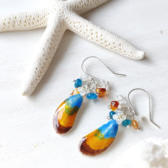 ❁Sunset shell earrings silver925❁ヴィンテージのシェル 7枚目の画像
