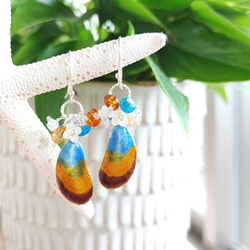 ❁Sunset shell earrings silver925❁ヴィンテージのシェル 1枚目の画像