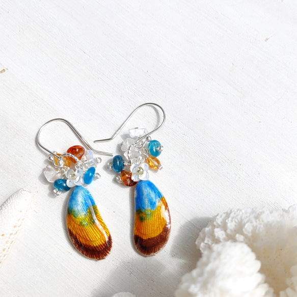 ❁Sunset shell earrings silver925❁ヴィンテージのシェル 8枚目の画像