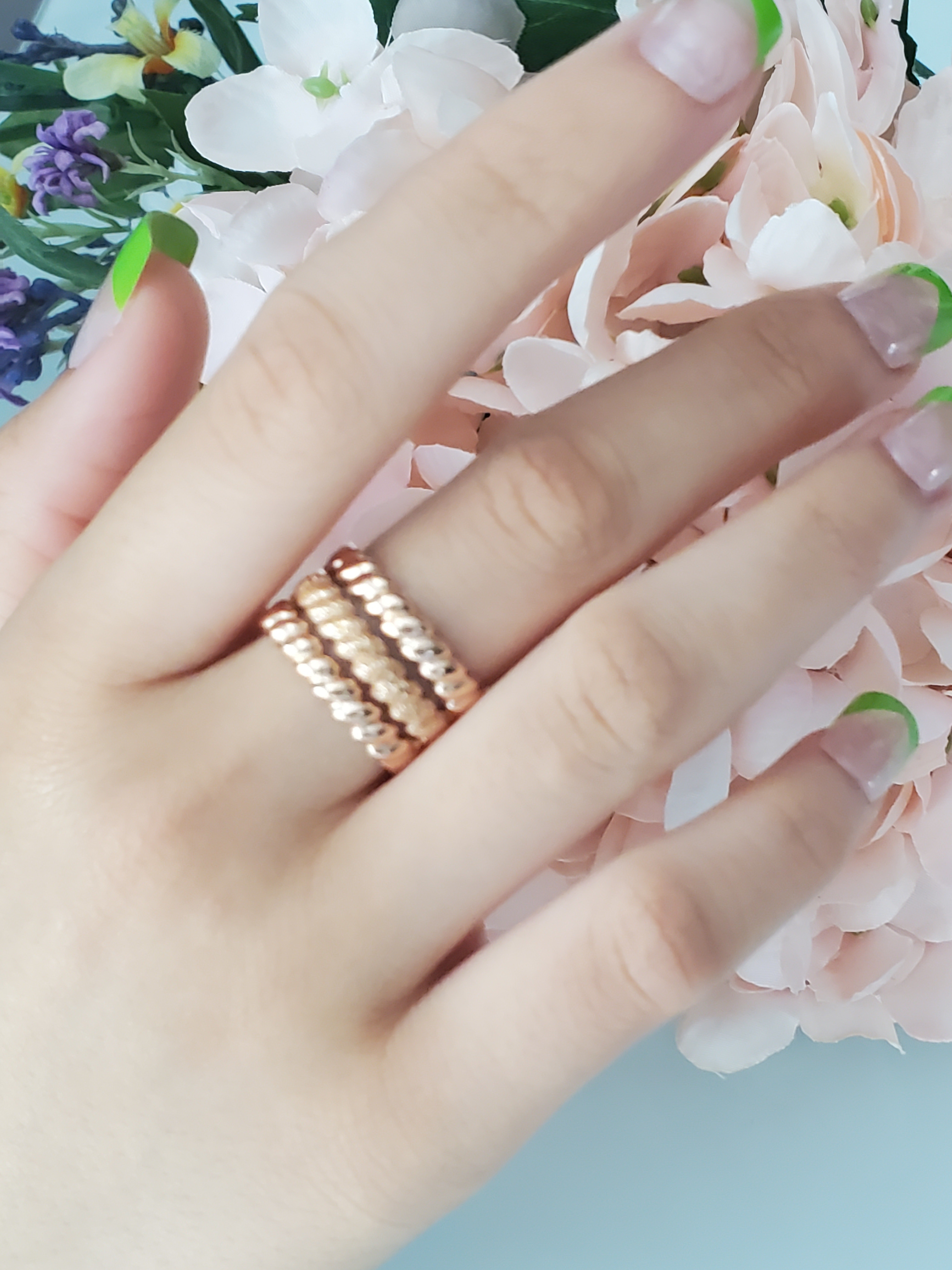 スクリューリング、ねじねじリングねじりピンクゴールドリング