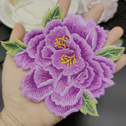 品番YZ2003p パープル 花刺繍 モチーフ 同色 2枚 薔薇  飾り ドレス 2枚目の画像