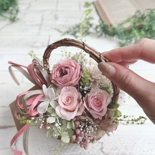 ＊*..くすみピンクのナチュラルアレンジ＊°.プリザーブドフラワー　お花の贈り物 くすみピンクのナチュラルアレンジ＊°.プリザーブドフラワー お花の