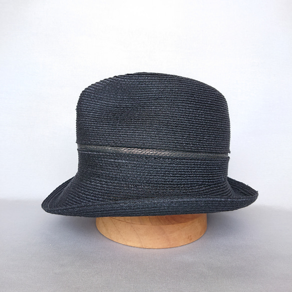 【送料無料】男女兼用 麻のブレード素材の上質なソフト帽 黒 3枚目の画像