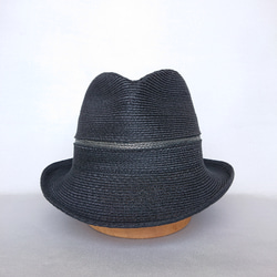 【送料無料】男女兼用 麻のブレード素材の上質なソフト帽 黒 2枚目の画像