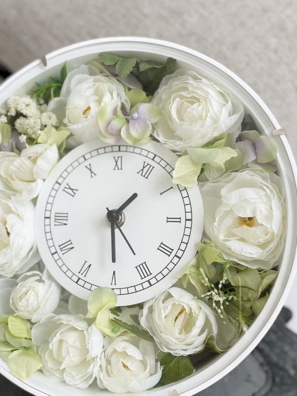 時計　花時計　インテリア　ギフト　誕生日プレゼント　フラワーアレンジメント　お祝い　新築祝い 2枚目の画像