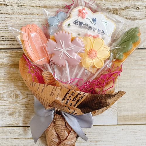 受注制作】フラワーアイシングクッキーブーケ（1個からご注文可