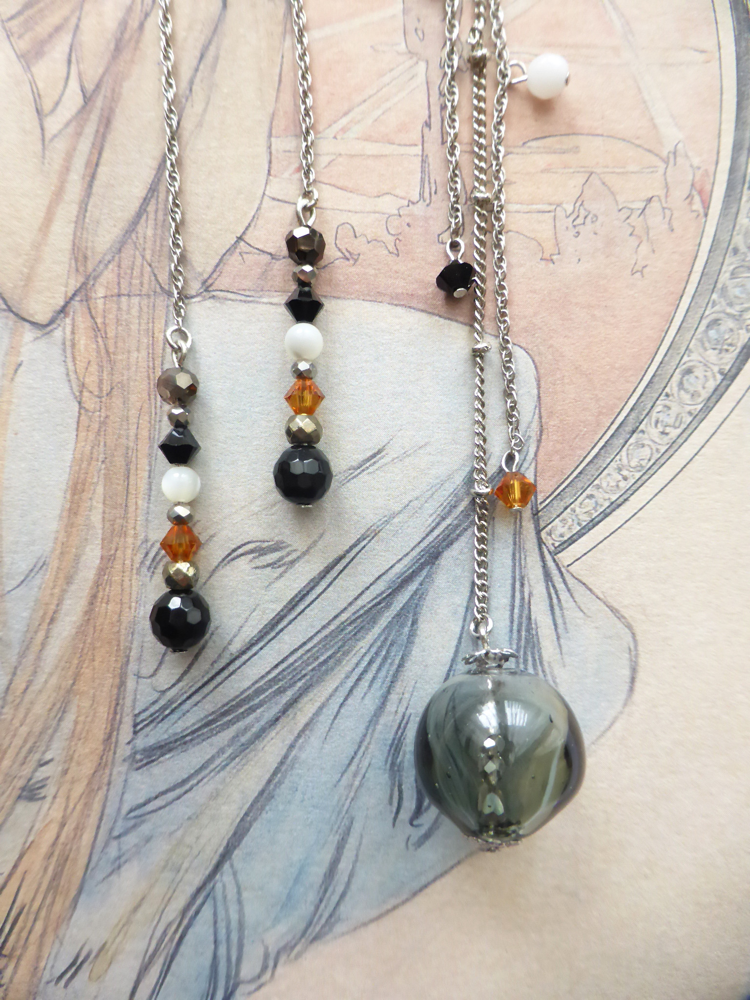 ベネチアンガラスを使った3セットピアス 21251