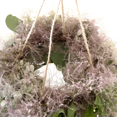 ユーカリポポラスと紫陽花のフライングリース/ドライフラワー ユーカリポポラスと紫陽花のフライングリース/ドライフラワー