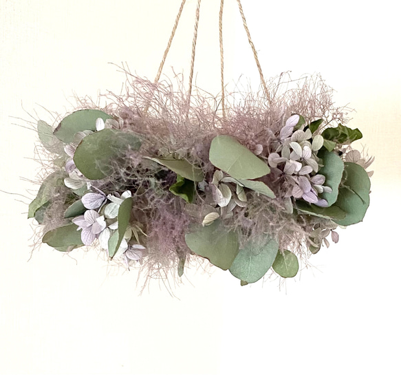 ドライフラワー★フライングリース★吊るし型♪アレンジメント♪癒し♪ ドライフラワー☆フライングリース☆吊るし型♪アレンジメント♪癒し♪