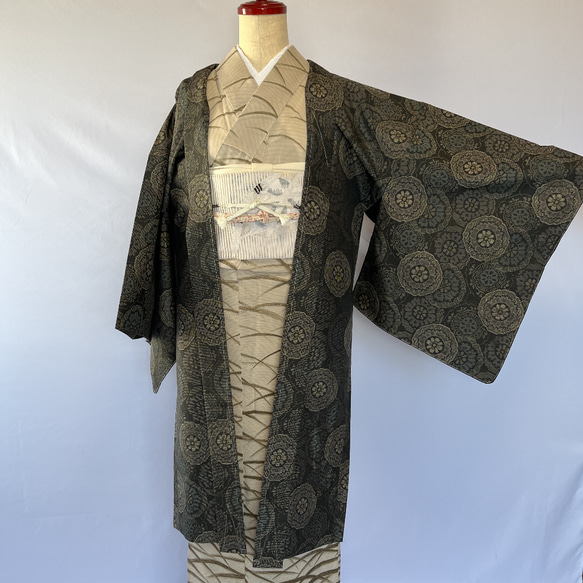 新品 正絹 単衣 女物 長羽織 大島 着物 haori しば田（お休み