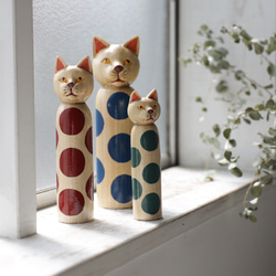 ラスト1 夏2025／SALE 猫一家3匹セット 創作こけし