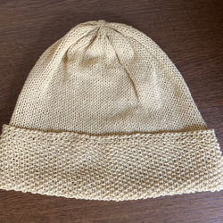 手編み　たっぷりコットンリネン帽子　サマーニット 7枚目の画像