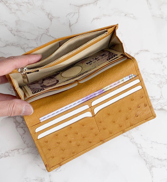 日本製　上質　クライン・カルー　オーストリッチ　財布　ロングウォレット　長財布　無双　エキゾチックレザー 5枚目の画像