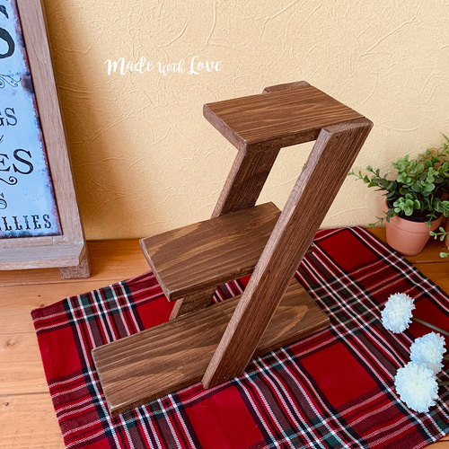 3段【木製/植木鉢スタンド】花台/盆栽棚/フラワースタンド/多肉植物