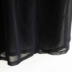 暗夜墨黑透膚經典幹練少艾 古菫雙層紡紗直 筒開叉包裙 紗裙 skirt 第9張的照片