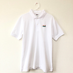 ウミウシ刺繍のポロシャツ UVカット SS～Lサイズ（白） 6枚目の画像