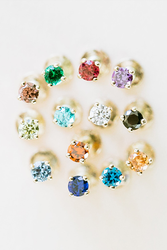 14K金 ゴールド 誕生石 Cz ヘリックス 軟骨 アンチトラガス インナーコンク イヤリング ピアス ラブレット 1枚目の画像