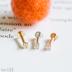 14K金 ゴールド 誕生石 Cz ヘリックス 軟骨 アンチトラガス インナーコンク イヤリング ピアス ラブレット 5枚目の画像