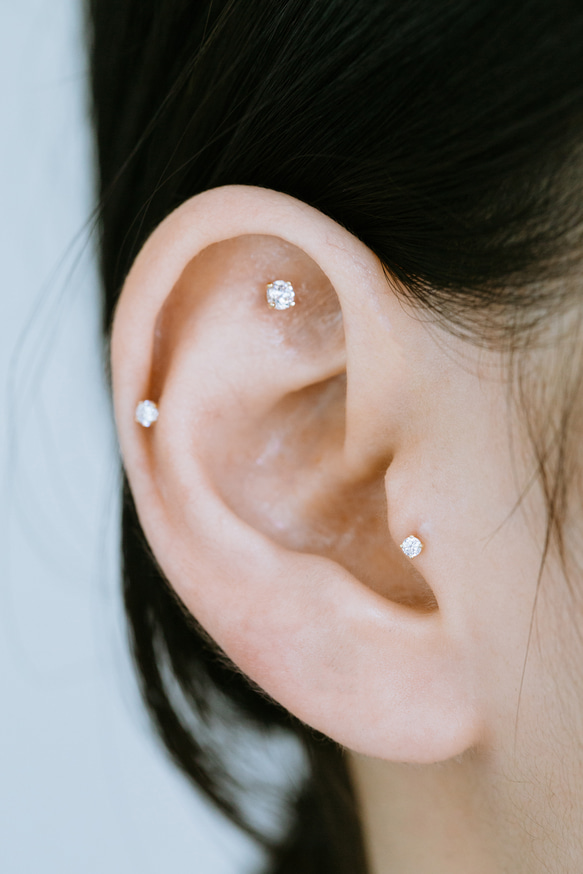 14K金 ゴールド 誕生石 Cz ヘリックス 軟骨 アンチトラガス インナーコンク イヤリング ピアス ラブレット 12枚目の画像
