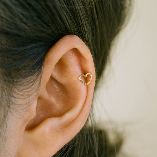 14K金 ゴールド ハート ヘリックス 軟骨 アンチトラガス アウター