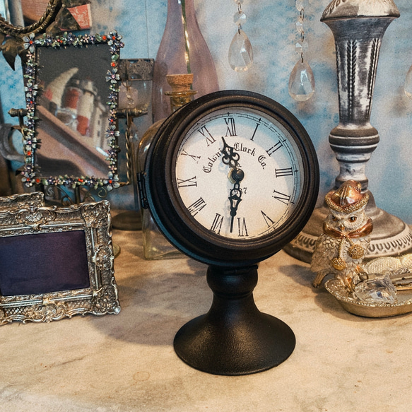 アンティークな部屋/ インテリア装飾 置き時計（シャビーブラウン） 2枚目の画像