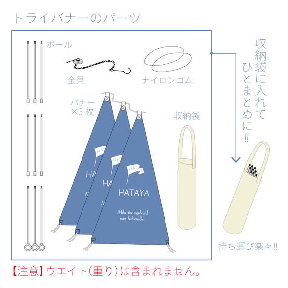 トライバナー　フルオーダー　三角看板　おしゃれ　かわいい　かっこいい　バナー　のぼり　 6枚目の画像