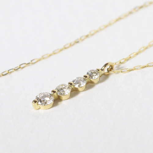 k18 0.16ct 4石 天然ダイヤモンド ネックレス ペンダント バー k18 0.16ct 4石 天然ダイヤモンド ネックレス ペンダント バー