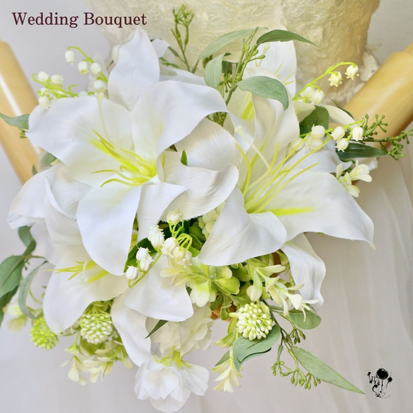 ウェディングブーケ ユリブーケ ブートニア付き ブーケ ＋ ブートニア セット 結婚式 ウェディング カラフル