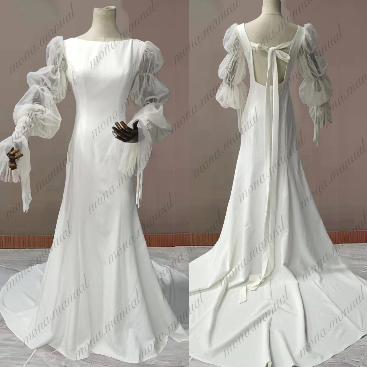 シンプル クラシカル スレンダーライン ウェディングドレス 505