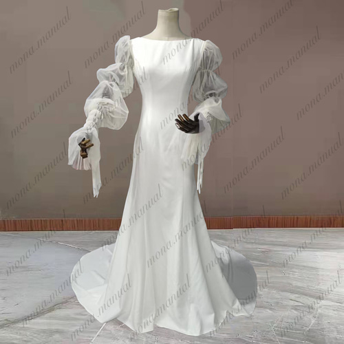 シンプル クラシカル スレンダーライン ウェディングドレス 505 ドレス  