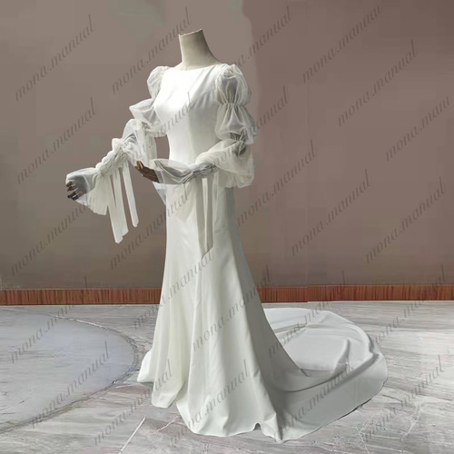 シンプル クラシカル スレンダーライン ウェディングドレス 505 ドレス  