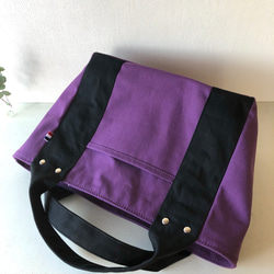 M•おしゃれさんのトートバッグ【浜松産帆布】ヴィンテージ加工〈パープル×クロ〉 7枚目の画像