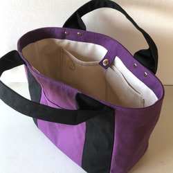 M•おしゃれさんのトートバッグ【浜松産帆布】ヴィンテージ加工〈パープル×クロ〉 8枚目の画像