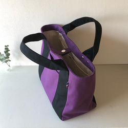 M•おしゃれさんのトートバッグ【浜松産帆布】ヴィンテージ加工〈パープル×クロ〉 3枚目の画像