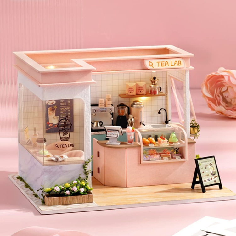 ピンクミルクティーショップ ミニチュア ドールハウス 完成品 ピンクミルクティーショップ ミニチュア ドールハウス 完成品