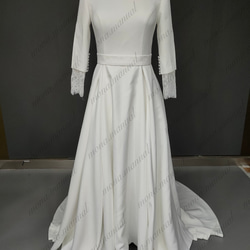 シンプル クラシカル 袖付き ウェディングドレス 500 2枚目の画像