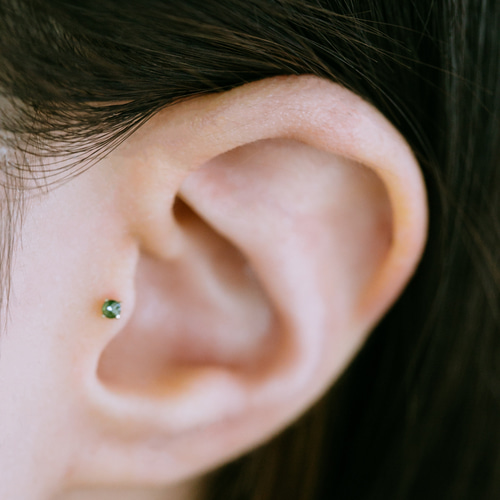 14K金 ゴールド ラフダイヤモンド ヘリックス 軟骨 アンチ