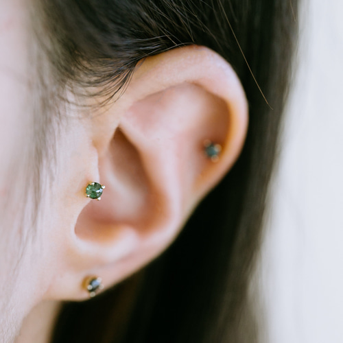 14K金 ゴールド ラフダイヤモンド ヘリックス 軟骨 アンチトラガス