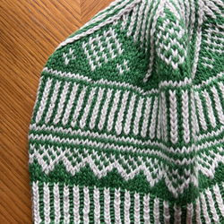 リネンコットン　ニット帽「rondo（ロンド）」　グリーン色 4枚目の画像
