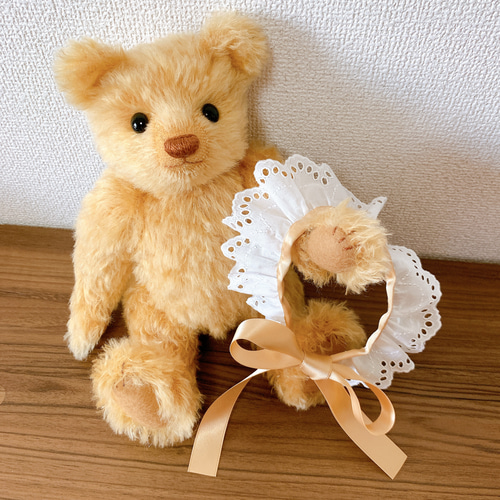 Nana Bee.♡ハンドメイド テディベア 32㎝ クリームイエロー