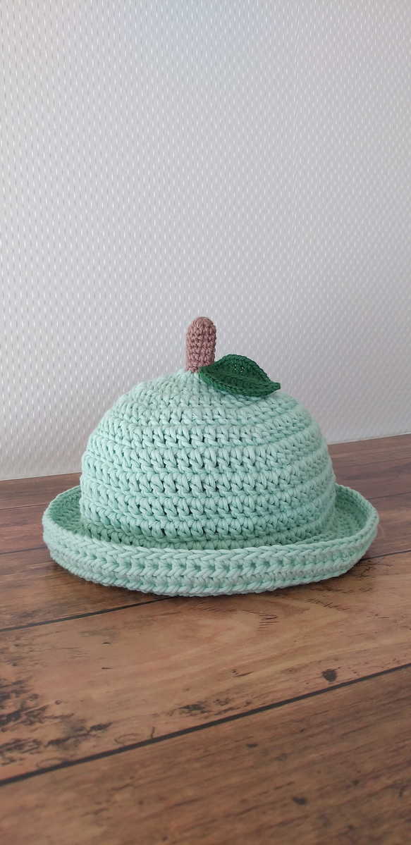 果物帽子 ハンドメイド 青りんご