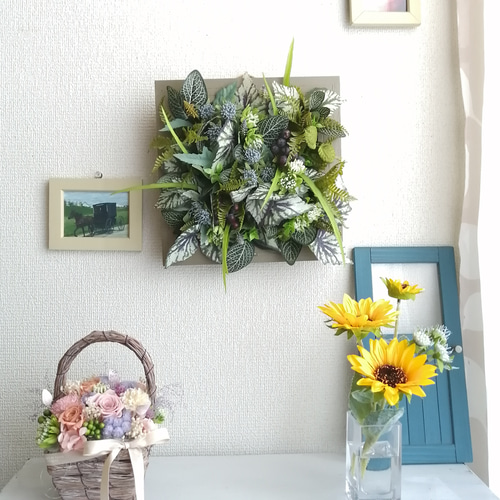 大型2つセット】壁掛けフェイクグリーン 造花 人工観葉植物 壁面