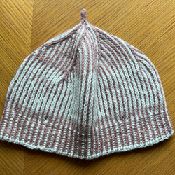 リネンコットン　ニット帽「cycle（サイクル）」ピンク色 5枚目の画像