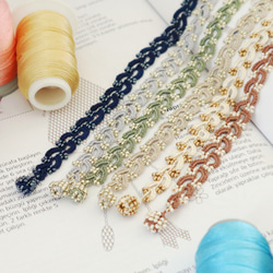 OYA crochet bracelet [RIVIERE] Beige & Silver 第5張的照片