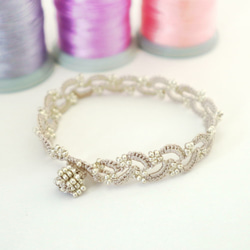 OYA crochet bracelet [RIVIERE] Beige & Silver 第2張的照片